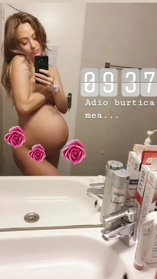 Sora Deliei Matache a născut cu 2 zile mai devreme. Oana a pozat goală înainte să nască