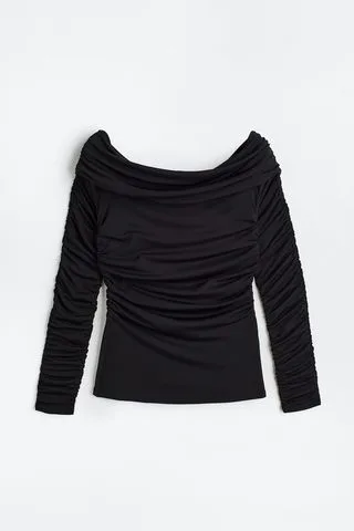 Top cu gât bardot drapat Top cu gât bardot drapat