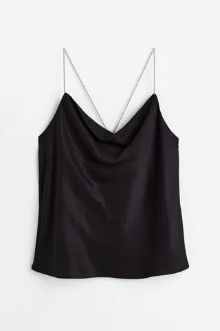 Top din satin cu bretele din strass Top din satin cu bretele din strass