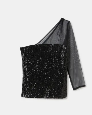 Top asimetric cu paiete si transparente Top asimetric cu paiete si transparente