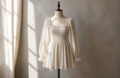 Rochia mini bufantă de tip smock este propusă ca piesa esențială a verii